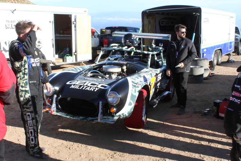 Wrenching on the Cobra during the Friday practice before the race.